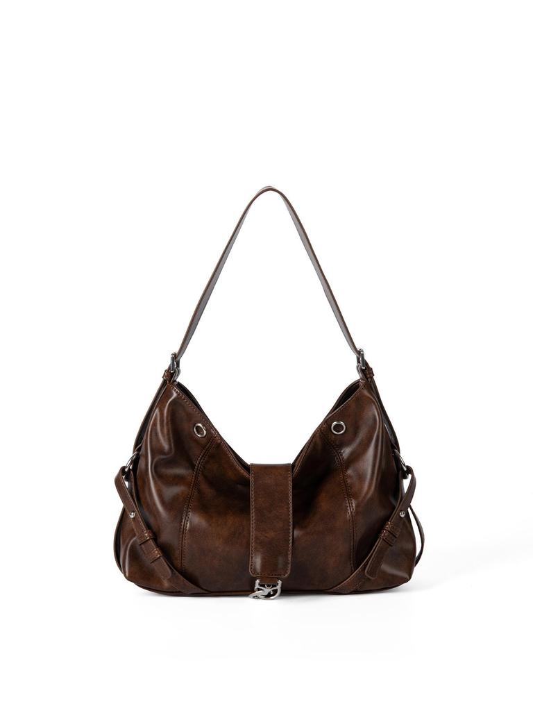 Advanced Oil Sensitive Wax Leather Motorcycle Armpit Bag Korean Version Niche Retro Versatile Single Shoulder Crossbody Bag for Women