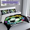 3PC Custom Name Soccer Ball Splash Art Bedding Set Duvet Cover Closure Includes 1 Duvet Cover & 2 Pillowcases for Bedroom