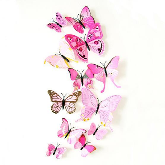 12 Pcs 3D Wall Stickers Butterfly Fridge Magnet Wedding Party DIY Room Decor