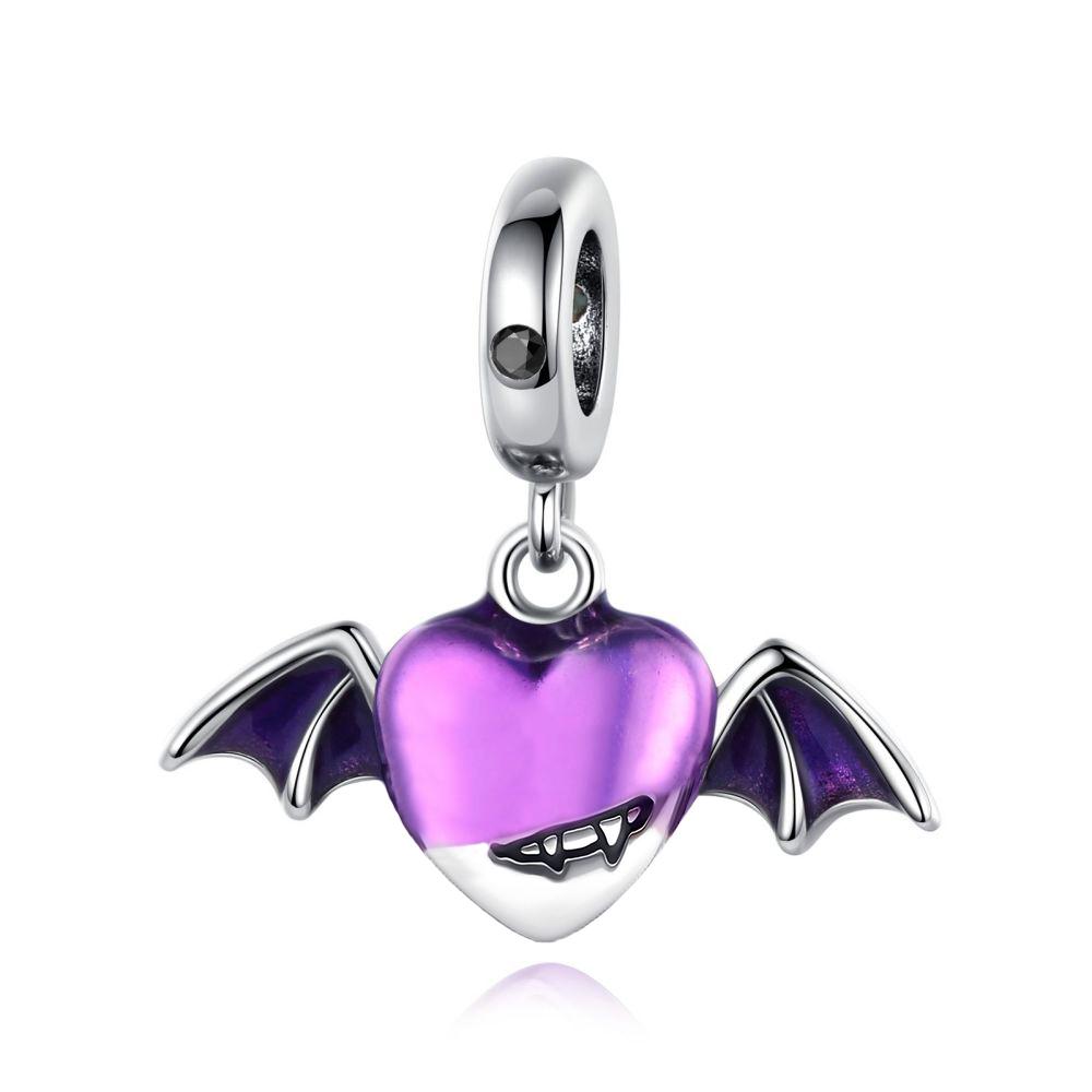 Медные бусины в форме сердца с инкрустацией и подвеска-шарм в виде бабочки, подходят для браслета-змейки, бутикового ожерелья, фиолетовая подвеска, подарок