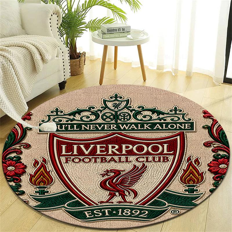 1pc L-Liverpool Print Round Carpet Chair Round Carpet Suitable for Bedroom Living Room Home Decorative Carpet