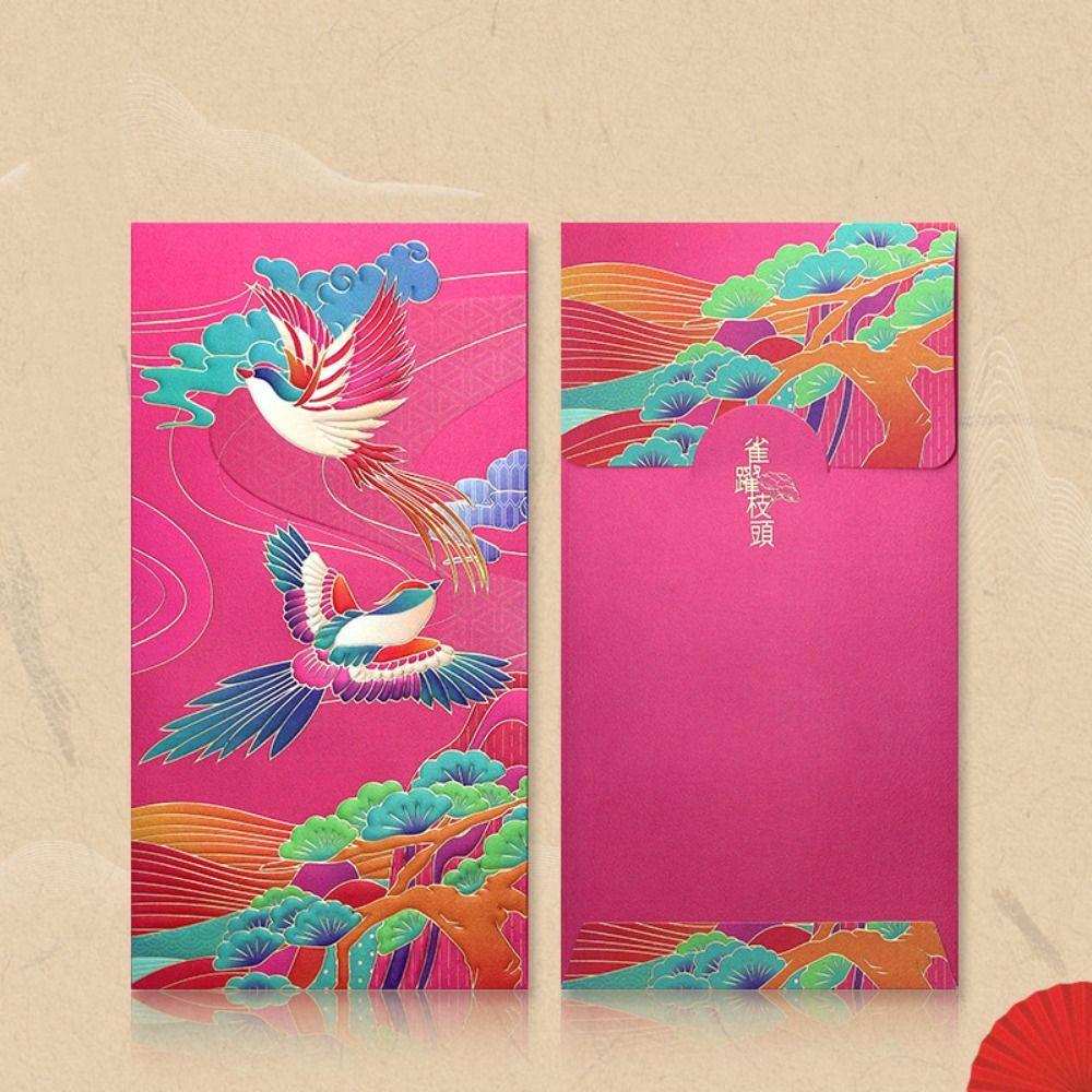 6Pcs Paper Traditional Red Pocket Chinese Style Lucky Money Pouch Cute Chinese Red Envelope  Wedding