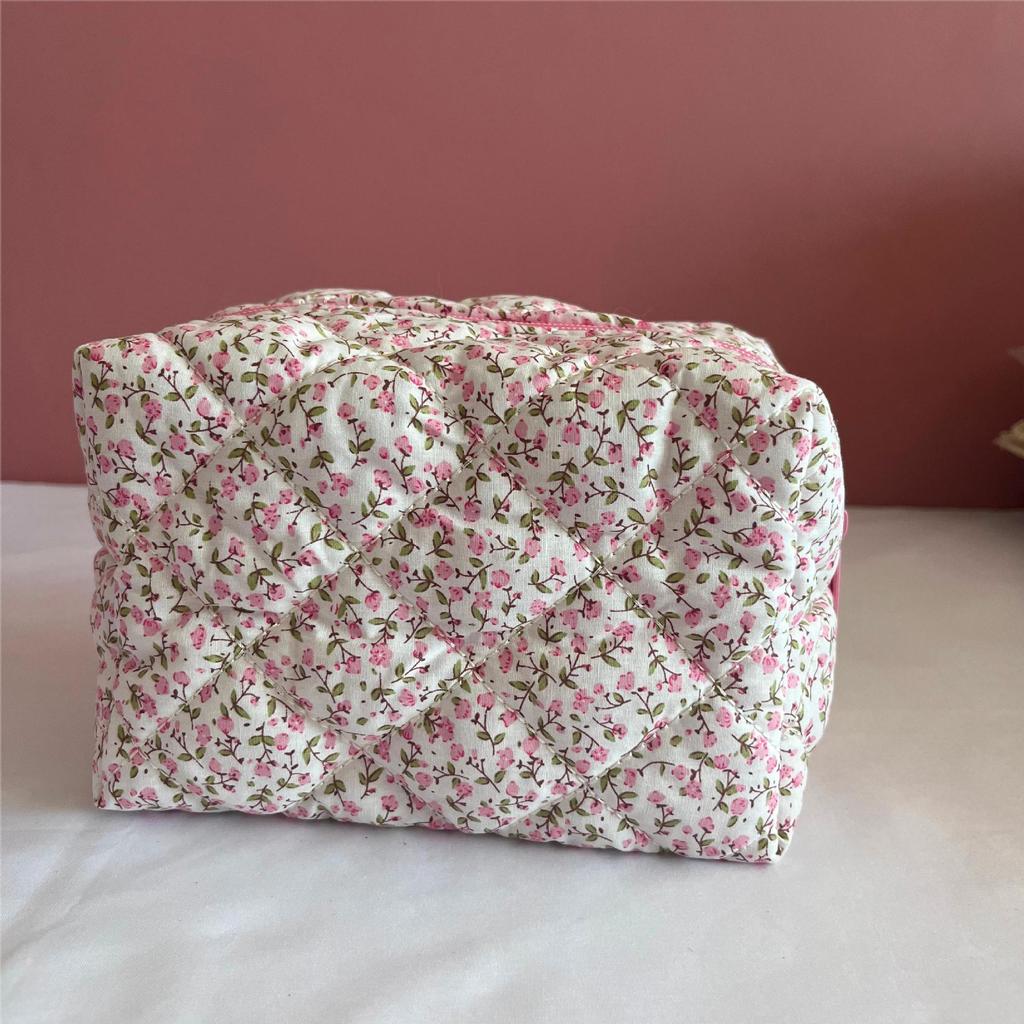 2024 Цветочная хлопковая косметичка - Большая вместимость, портативная, для хранения в руке