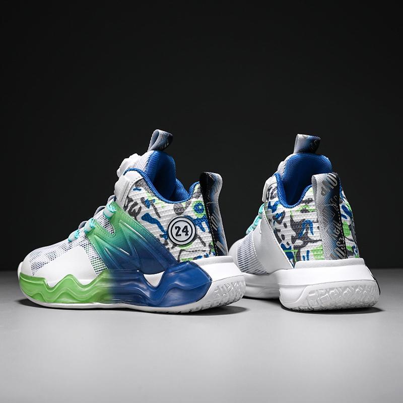 Детская обувь Кроссовки для баскетбола для мальчиков с сетчатой поверхностью, дышащие, износостойкие, нескользящие, с пружинящей спиной, спортивные кроссовки для бега