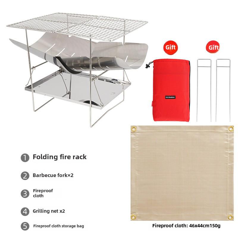 Ultra-Light Foldable Outdoor BBQ Grill & Portable Firewood/Charcoal Stove