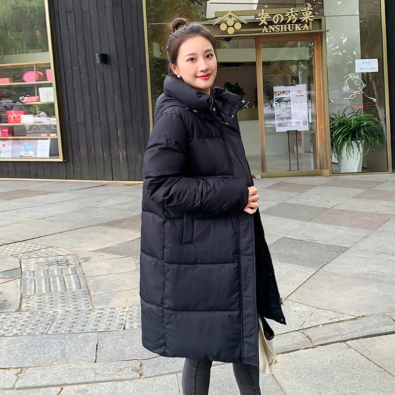 Женская осенне-зимняя куртка с воротником на шнурке и пуговицами, длинная парка на молнии, свободное теплое хлопковое пальто