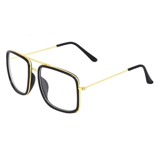 Dervin Men Square Sunglasses Transparent Frame, Transparent Lens (Large) - Pack of 1