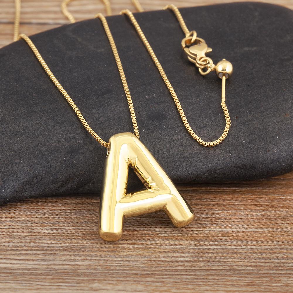 Nidin New Retro Punk Style Copper A-Z Letters Pendant Necklace Initials Alphabet For Women Vintage Name Jewelry Daily Party Gift