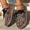 Women's Colorful Knitted Loafers, Lace Up Soft Sole Platform Daily Shoes, Versatile Low-top Shoes