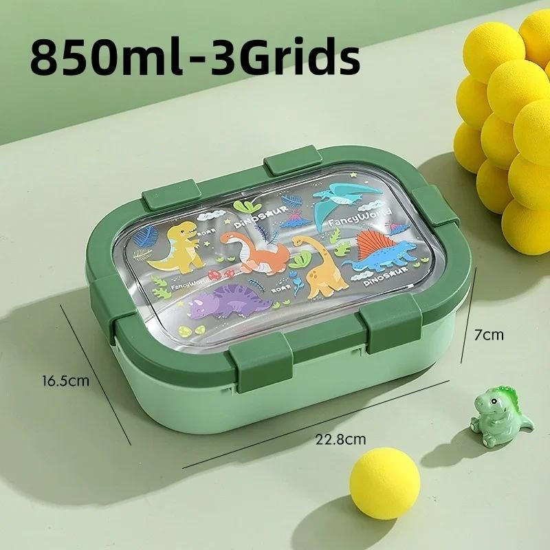 Мультяшный ланч-бокс из нержавеющей стали, многосекционный ланч-бокс бенто с ложкой и вилкой, герметичный ланч-бокс для хранения продуктов