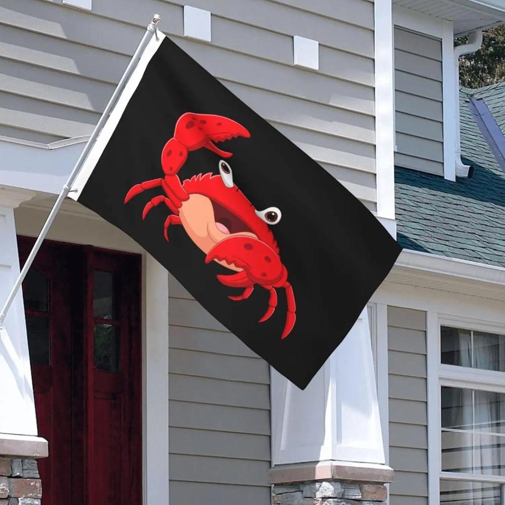 2D Flat, 1pc Multi-size 2D Plane - Cute Cartoon Crab Design, Door Sail Flag | Durable Fun Home Party Decoration, Suitable for Gardens, Events