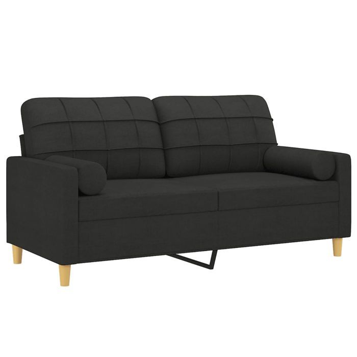 Canapé 2 places - Maison Exclusive - Largeur siège 140 cm - Tissu noir polyester - Structure métal