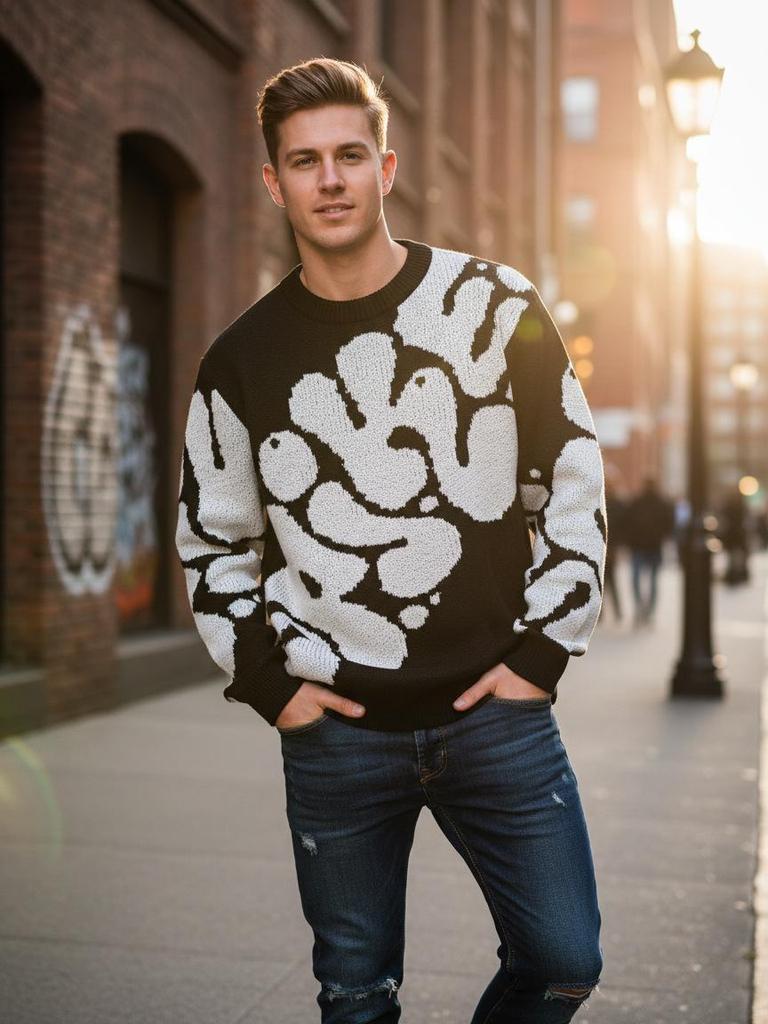 Ретро Тренд Вязаный Пуловер с Буквами: Повседневный свитер в корейском стиле для осени/зимы