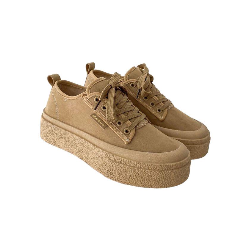 Низкие кремовые парусиновые туфли на платформе женские 2024 осень-зима новые корейские версии тонкие дышащие модные супер огненные маленькие белые туфли