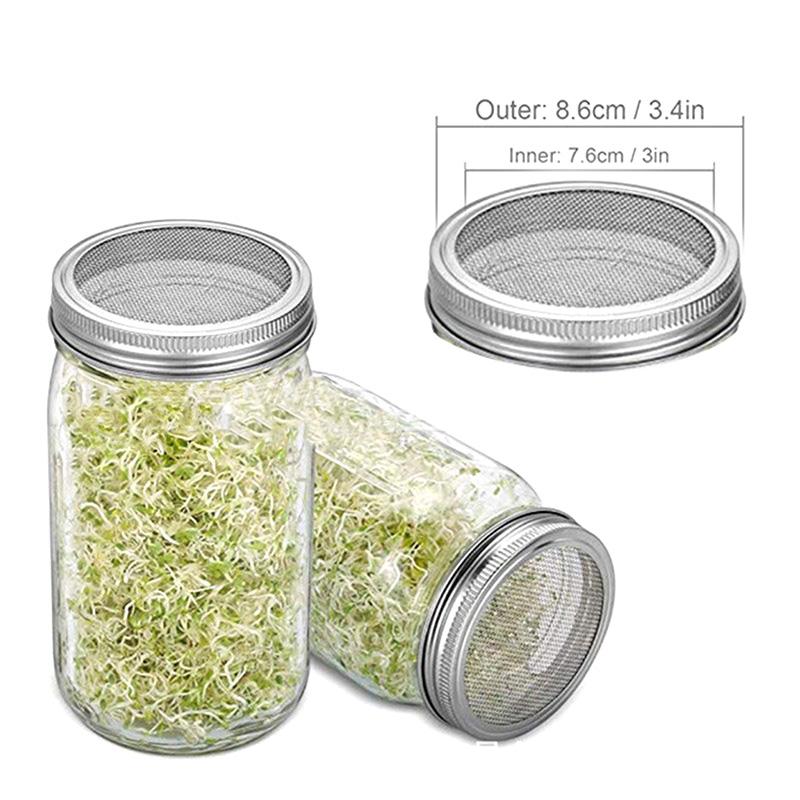 Крышки для проращивания семян из нержавеющей стали Крышка для проращивания семян Крышка для банки Мейсона с широким горлом Сетчатые фильтры Фильтры Проращиватель Растениеводство