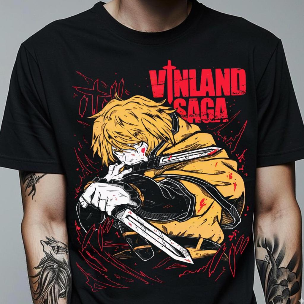 Футболка Торфинн Сын Тора, Аниме Футболка Vinland Saga, Графическая Футболка Манга Викингов, Дизайн Северогерманского Воина, Подарок для Фанатов Аниме, Унисекс Футболка