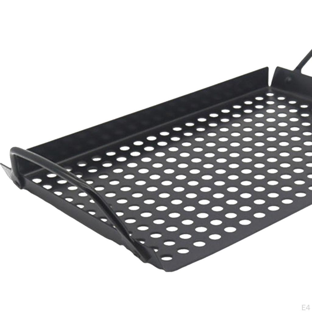Barbecue Grill Plate Frying Pan with Handles Pizza Tray Easily Clean Basket Bakeware for Beach