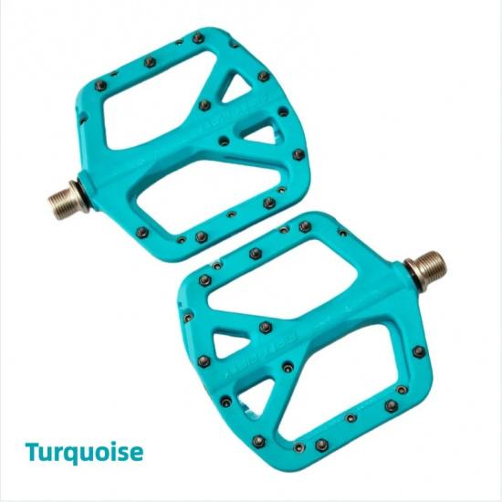 FIFTY-FIFTY MTB Bike Pedals, Non-Slip MTB Nylon Composite Pedal, 9/16" Lightweight and Wide Flat Platform Pedals
