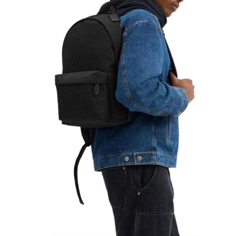 Coach Hall 29 Logo Print Zipper Closure Fabric Backpack Large Men Backpack Black CAH18-BLK