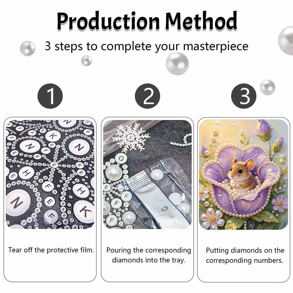 Cute mouse pearl painting handmade diy pearl art painting stickers home decoration gifts