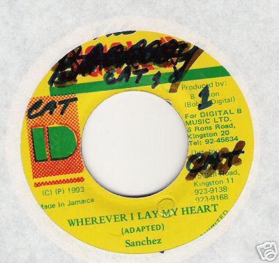 7-дюймовая пластинка SANCHEZ Wherever I Lay My Heart NONE DigitalB 1993 Ямайка Регги Ска Дуб Б/у