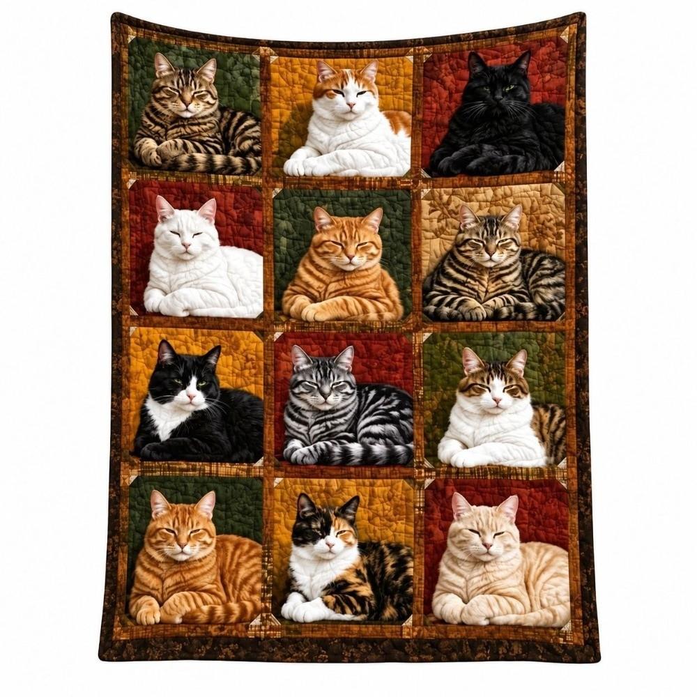 Flannel Fleece Flannel Blanket Soft Warm Cat Print Blanket New Throw Blanket Bedroom