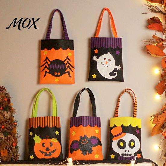 Reinforced Handle Candy Totes Halloween Bag, Cute Pumpkin Ghost Tote for Kids, Spooky Pattern Gift Bags Cartoon Treat Bag Party, Trick or Favor Stiff