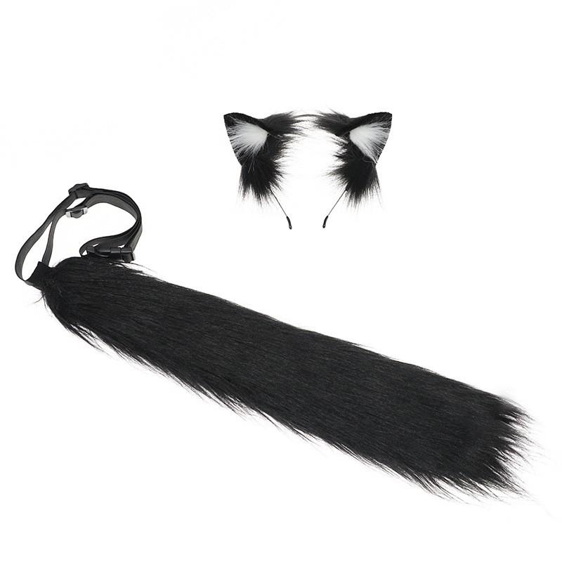 Handmade Plush Cat Ear Hair Clip Tail Set Cosplay Anime Convention Kawaii Accessory Adult Costume