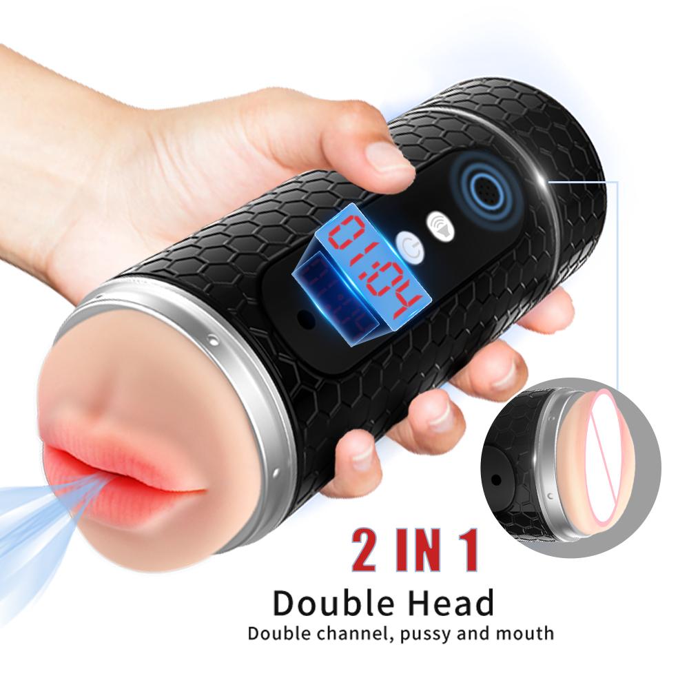 Автоматический мужской мастурбатор, чашка, вибратор с таймером, двухканальная вагина, карманная чашка для мастурбации, секс-игрушки для мужчин, товары для взрослых