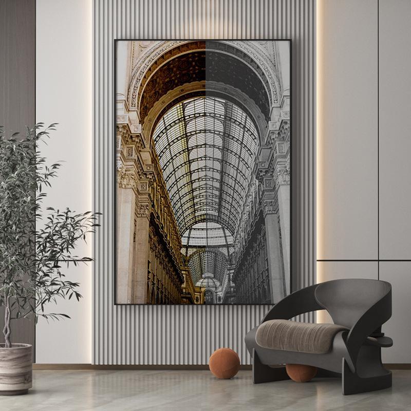 Пейзаж Здание Холст Картина Настенное Искусство Геометрическая Архитектура Пространство Проход Постеры и Принты для Декора Гостиной Коридора