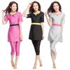 Women Muslim Bathing Suit Muslim Lady Traditional Short Sleeve Tops Capri Pants Women Patchwork High Elastic Islamic Beachwear Women Swimwear