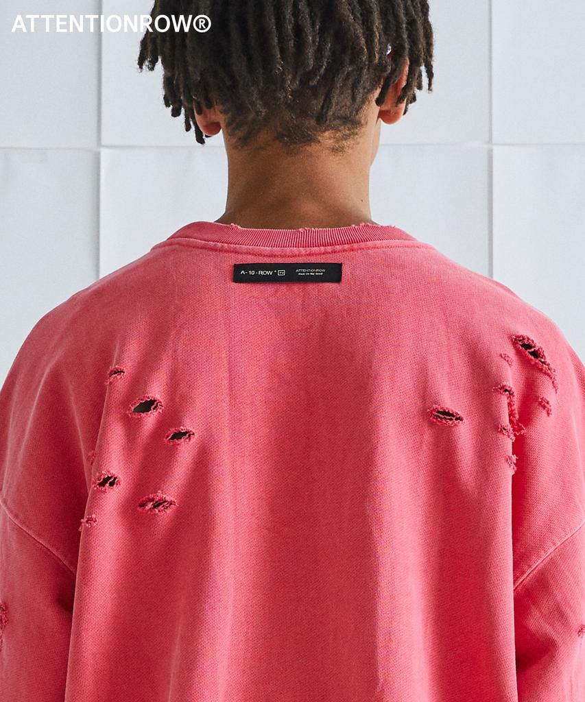 ATTENTIONROW Distressed Ver.2 Pigment Sweatshirt (8 Colors) (Type A)