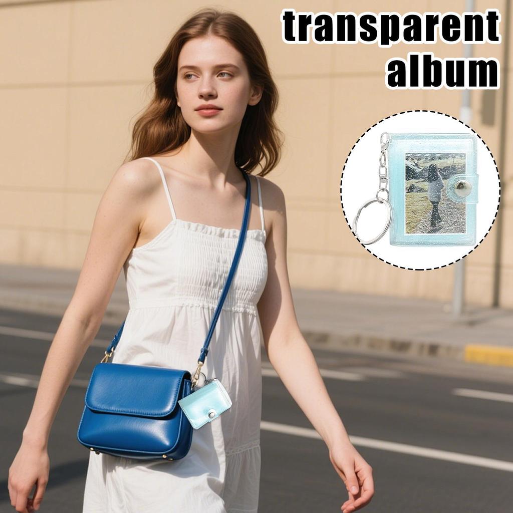 Брелок-скрэпбук 24 кармана Мини-альбом для фотографий Маленький портативный прозрачный альбом для детей взрослых мужчин женщин День рождения Свадьба Школа
