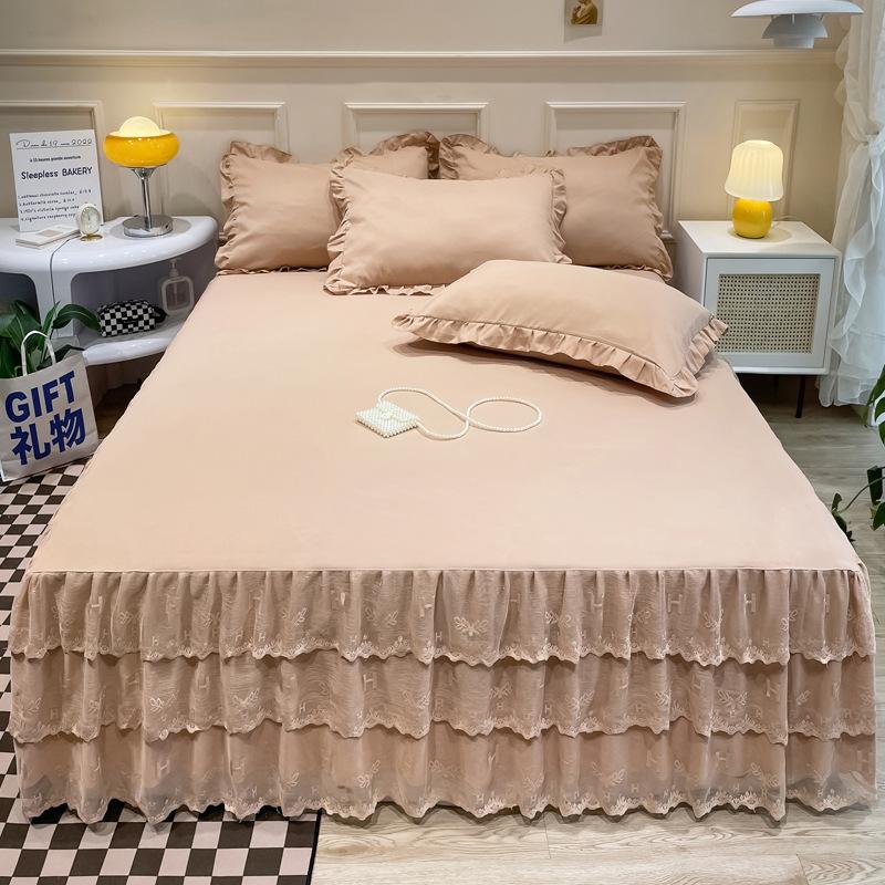 Весна и лето, кружевная юбка-кровать, одинарный кружевной матрас принцессы с начесом, нескользящий защитный чехол, покрывало, подарок