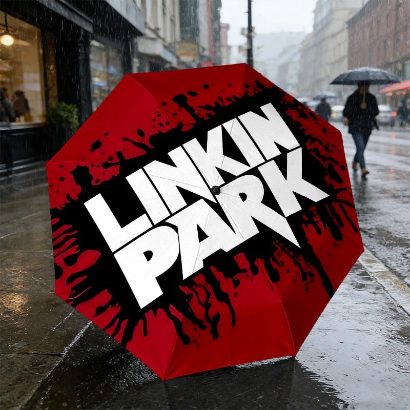 Linkin Park 8 Ribs 3Fold Black Glue Uv Protection Umbrella Sun Protection Rainproof Compact Folding Umbrella For Travel Daily Use C923815