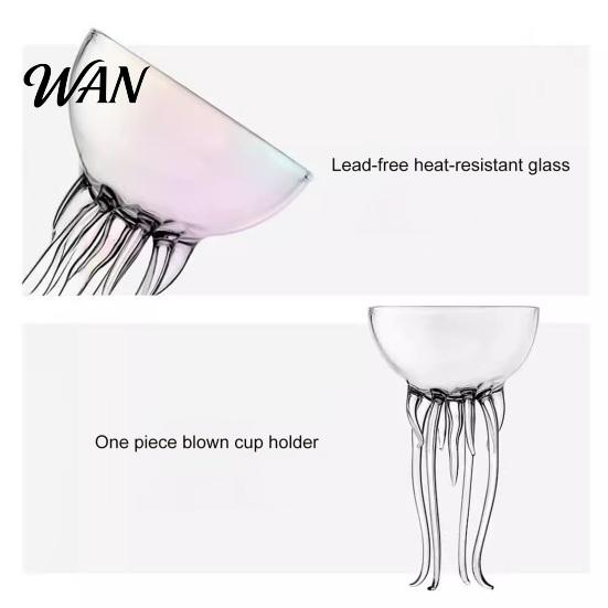 Multi-functional Glass Octopus Tentacle Wine Goblets, Jellyfish Shape Cocktail Glass, Artistic Stemware for Celebration Drinkware Wine, Cool