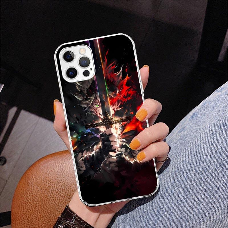 Черный чехол для телефона с аниме-рисунком C-Clovers для iPhone 13 12 Mini 11 Pro Max XS XR X SE 7 8 Plus 5S 5 6S 6 Подарок Печатный чехол Fundas