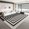 INS Black and White Geometric Rug for Live Room Fashion Soft Room Decoration Home Mats Non-slip Washable Bedroom Lounge Carpet