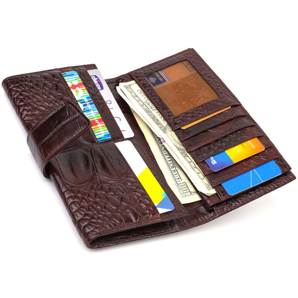 Excellent Stylish Men's Wallet Made of Genuine Leather with Crocodile Embossing CANPELLINI 21846 Brown