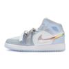 Air Jordan 1 Mid Высокие Винтажные Баскетбольные Кроссовки GS Синий Серебристый FQ9117-400(Команда80-)