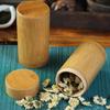 Round Eco-friendly Bottle Holder With Lid Bamboo Storage Box Organizer Tea Canister Container