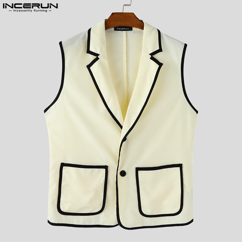 INCERUN Мужской стеганый безрукавный жилет на пуговицах и комплекты длинных прямых брюк