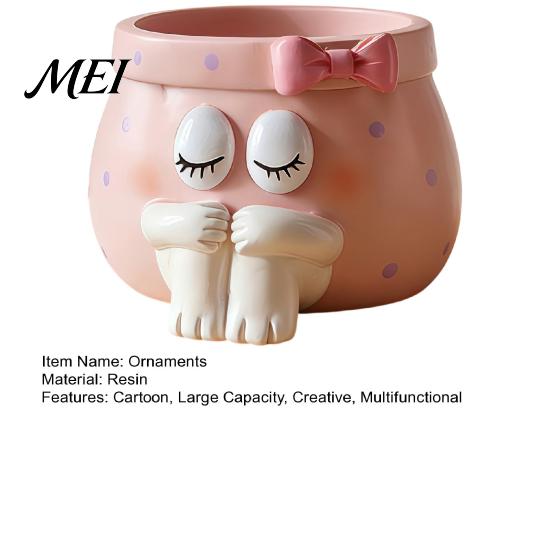 Unique Birthday Gifts for Girls Cute Cartoon Girl Pen Holder, Resin Makeup Brush Decorative Desktop Creative Stationery Holder Organizer with