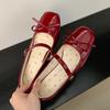 Модные женские туфли-лодочки на среднем каблуке, женские туфли Мэри Джейн из лакированной кожи, модные туфли с мелким вырезом и бантом-бабочкой, весенне-осенние туфли для свадьбы или вечеринки
