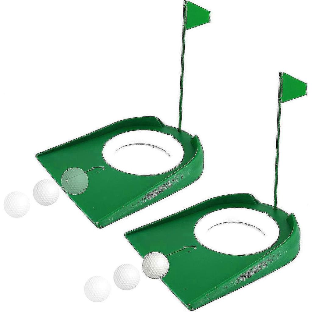 Golf Putting Mat w/ White Flag, Adjustable Hole, Indoor/Outdoor Plastic Cup