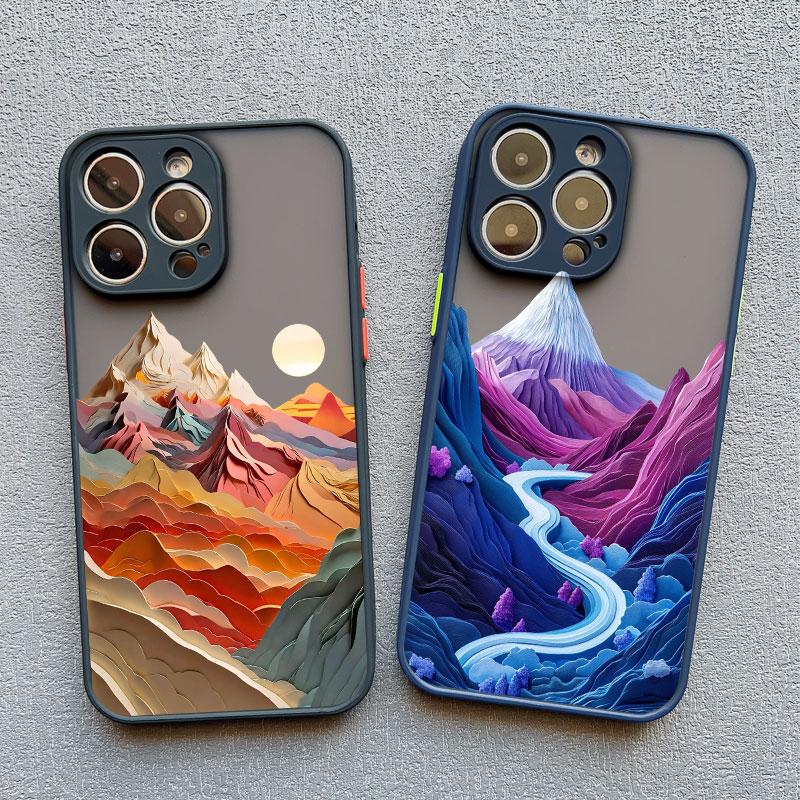Чехол для телефона с принтом Гор и Текущей Воды Для IPhone 16 15 14 Pro Max Plus 13 12 Mini 11 Pro Max X XR XS 8 7 SE2 Чехлы