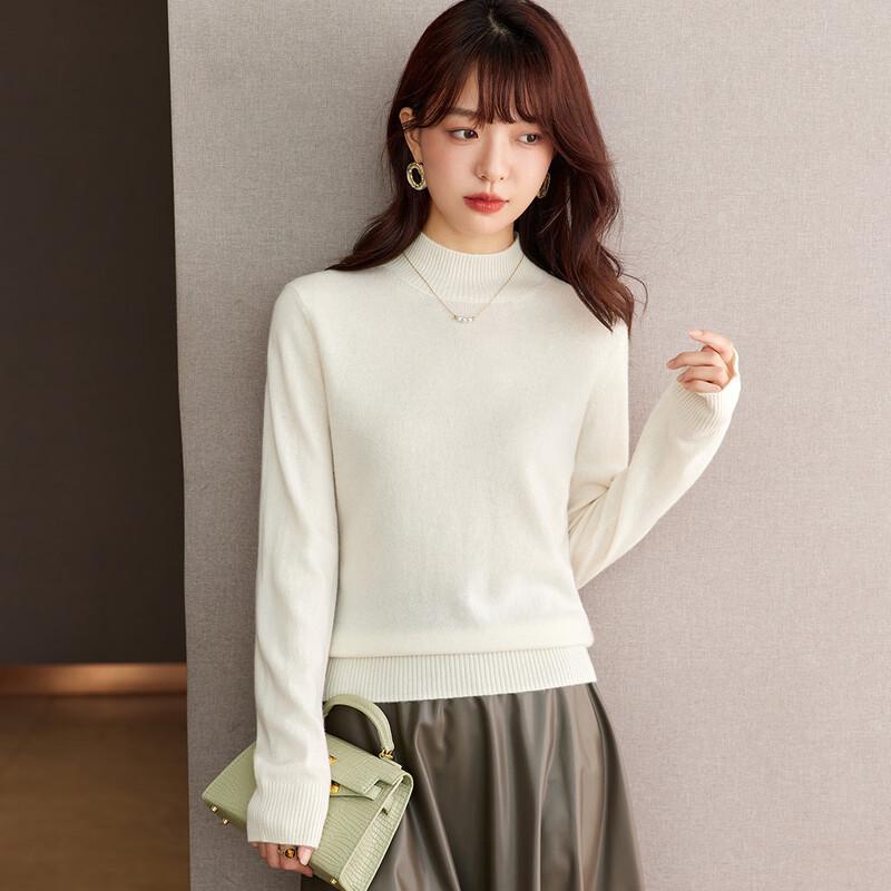 Srcr Women's 100% Cashmere Half-Turtleneck Knit Sweater