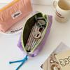 Large Capacity Plaid Cloth Pencil Case Korean Style Cloth Makeup Bag INS Style Student Stationery Storage Bag
