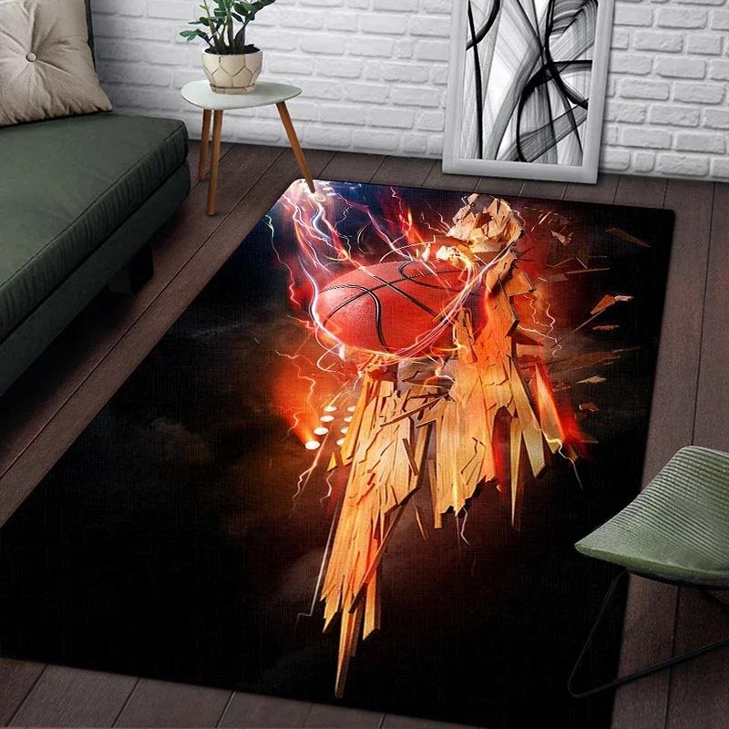 Ковер с принтом баскетбола, декор для гостиной, коврик под диванный столик, коврик для лаунжа, кухонные коврики для пола, противоскользящая подушка для стула, большой ковер