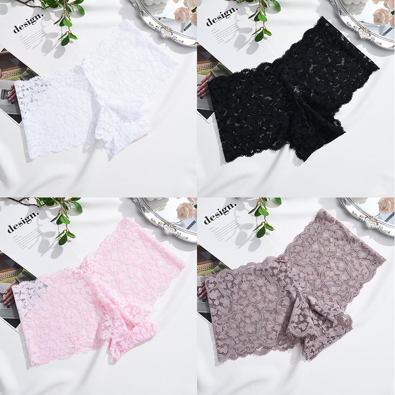 4PCS Lace Panties for Women Floral Hollow Out Boxer Shorts Sexy Underwears Female Intimates Lingerie Transparent Briefs